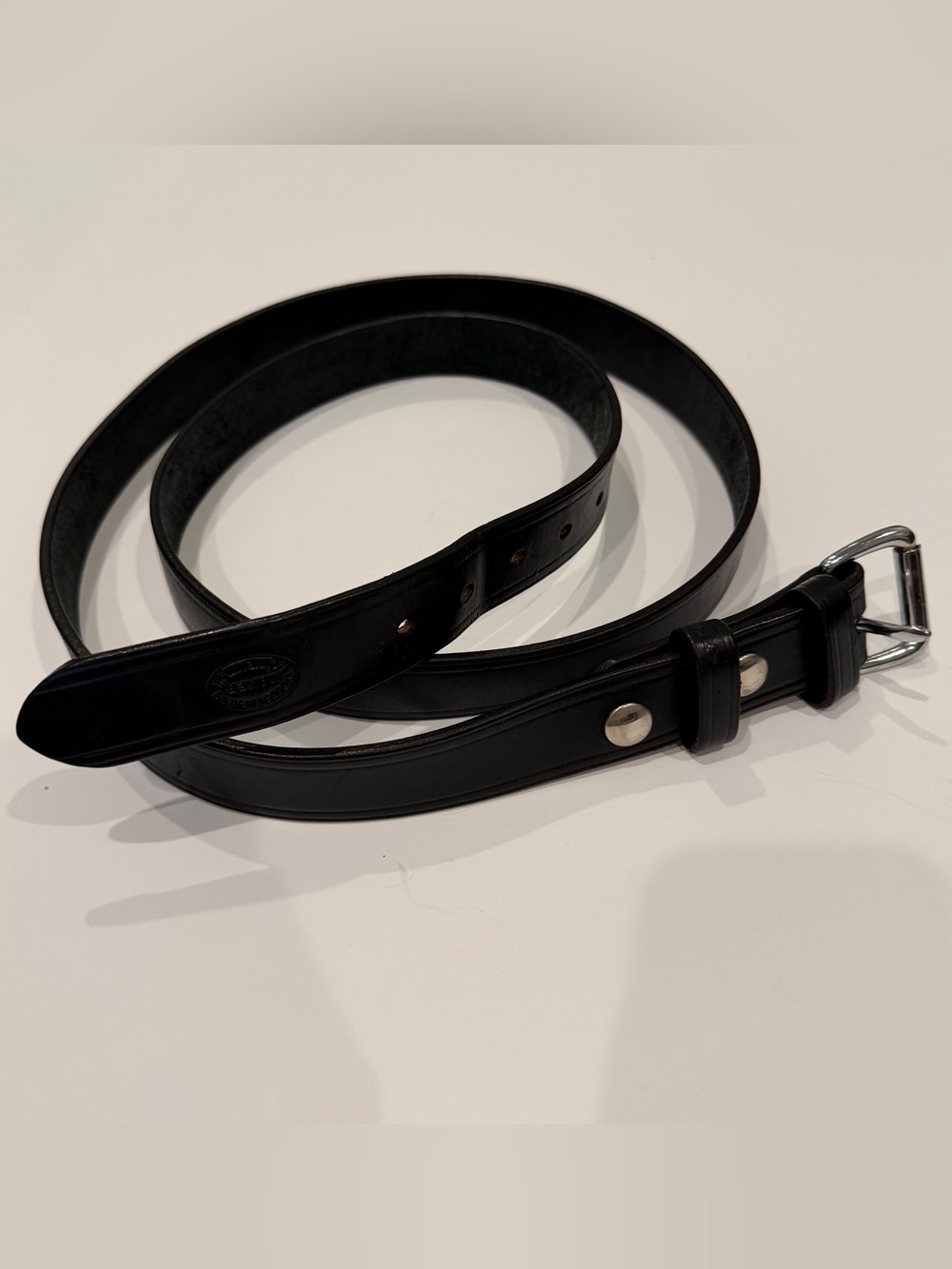 Handmade Solid Leather Western Ranger Belt by Woods Harness Maker Black 65”